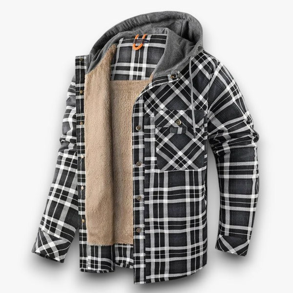 Rut pattern shirt jacket with hood for men