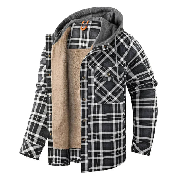 Rut pattern shirt jacket with hood for men