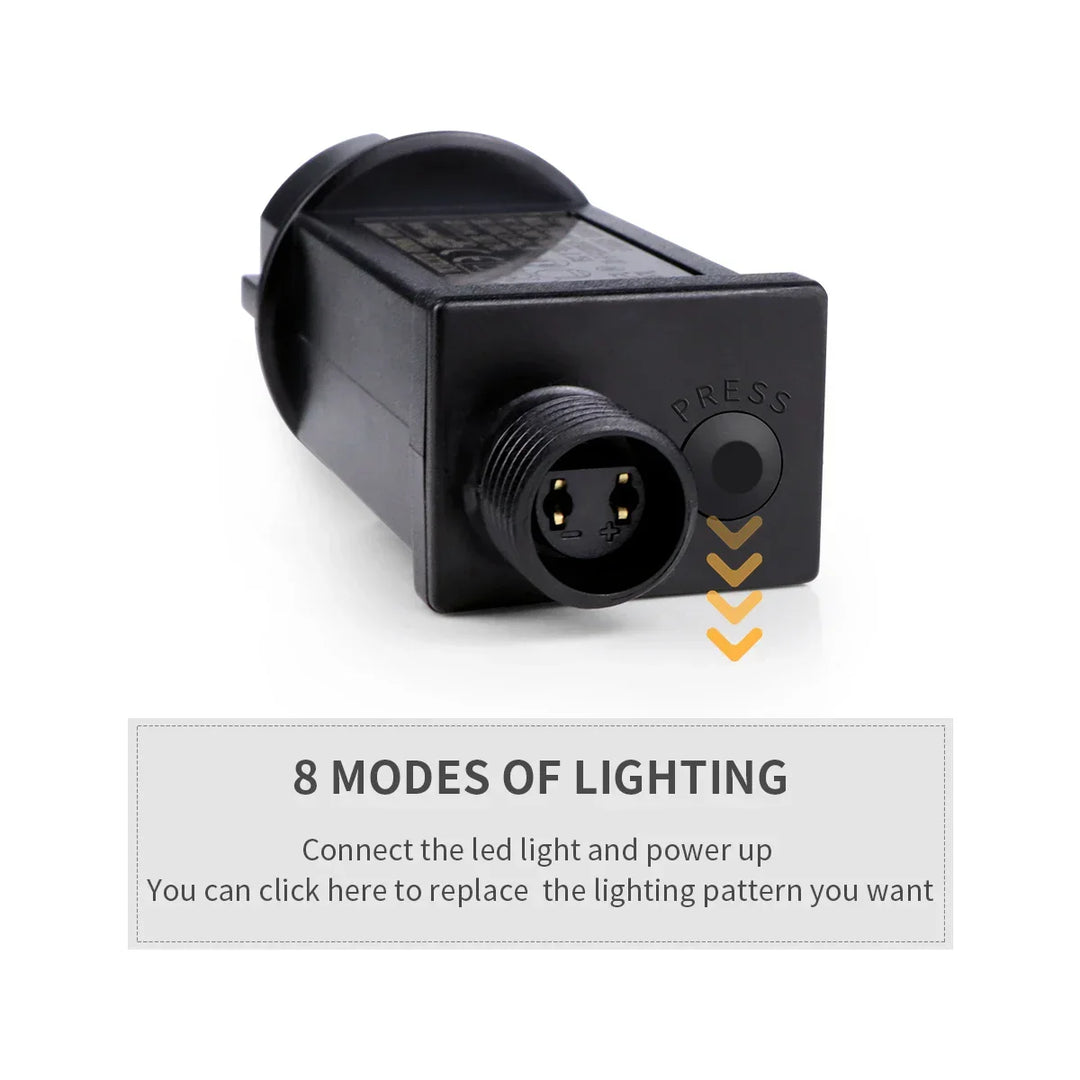 LuminaraX | LED-lyslenke for utendørs bruk 24V | 8 lysmodus | vanntett IP65 | 10–100 m | for hage, hjem og julepynt