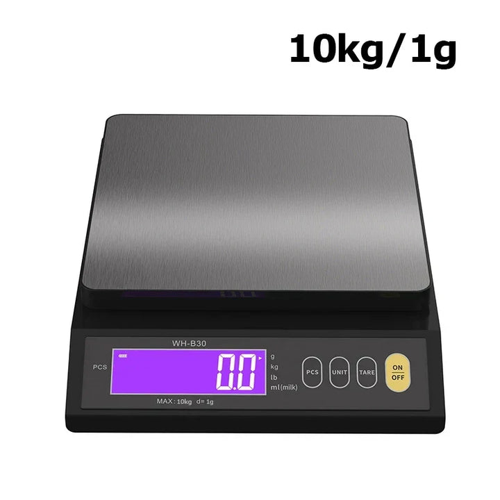 Digital elektronisk kjøkkenvekt 5 kg/0,1 g og 10 kg/1 g, LCD-skjerm, helt vanntett kjøkkenredskap i rustfritt stål