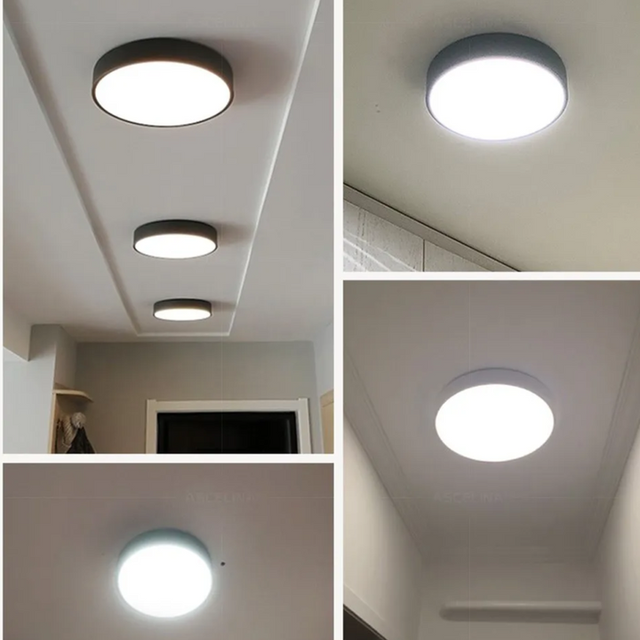 Rund LED-taklampe med metallramme