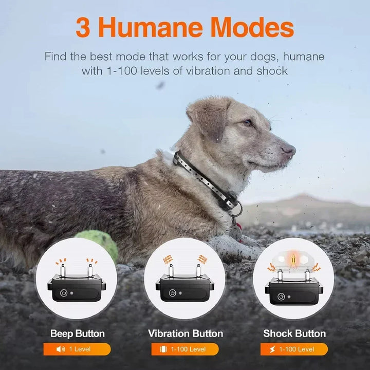 Oppladbart elektrisk hundetreningshalsbånd med fjernkontroll og 1000 m rekkevidde – PetControl