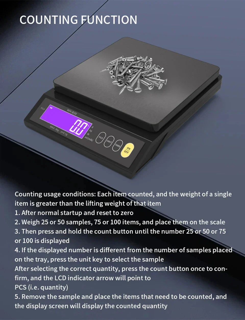 Digital elektronisk kjøkkenvekt 5 kg/0,1 g og 10 kg/1 g, LCD-skjerm, helt vanntett kjøkkenredskap i rustfritt stål
