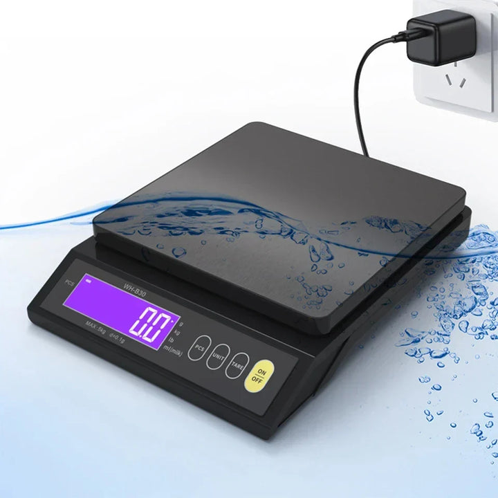 Digital elektronisk kjøkkenvekt 5 kg/0,1 g og 10 kg/1 g, LCD-skjerm, helt vanntett kjøkkenredskap i rustfritt stål