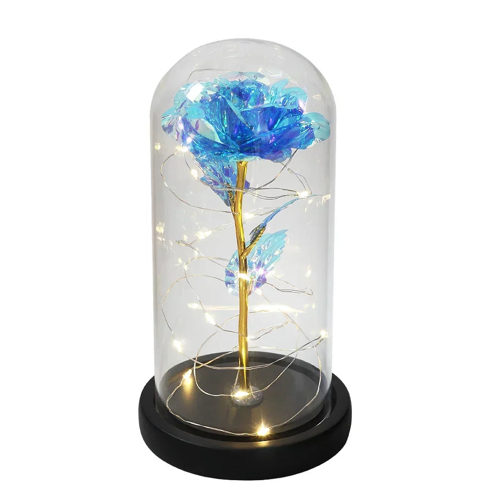 CrystalAura LED Rosekuppel | Elegant Opplyst Rose til Bryllups- og Festdekorasjon