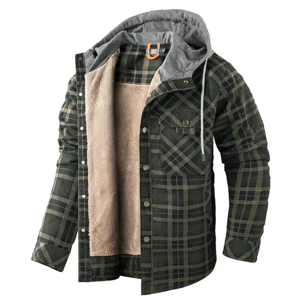 Rut pattern shirt jacket with hood for men