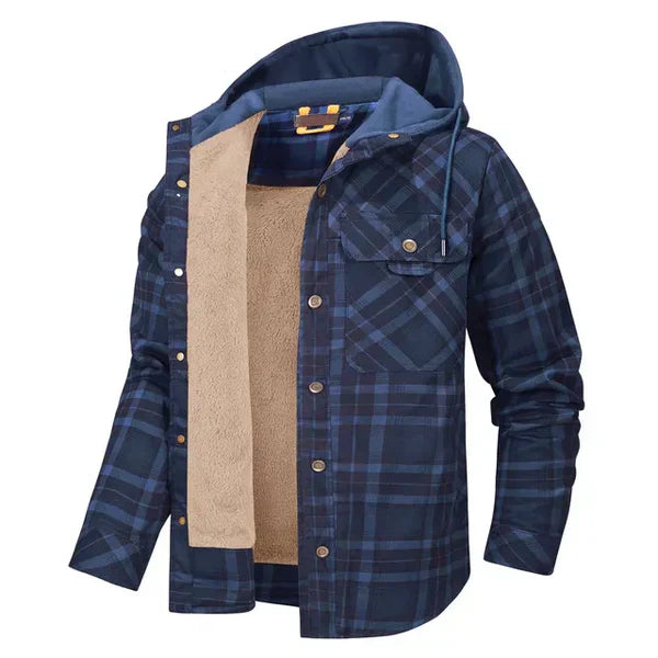 Rut pattern shirt jacket with hood for men