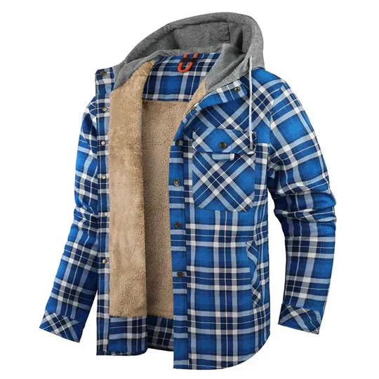 Checkered hooded jacket for men