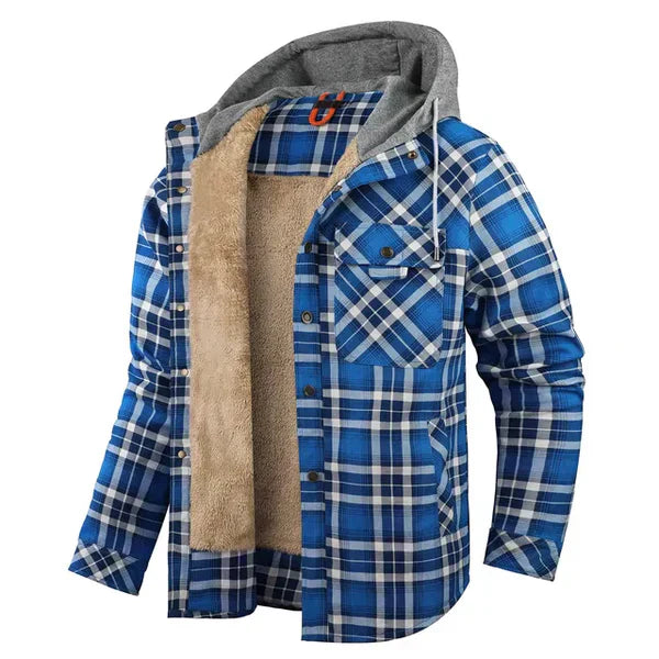 Rut pattern shirt jacket with hood for men