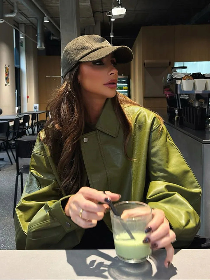 Variant image for Women Bomber Jacket Green Suede | Chic-18