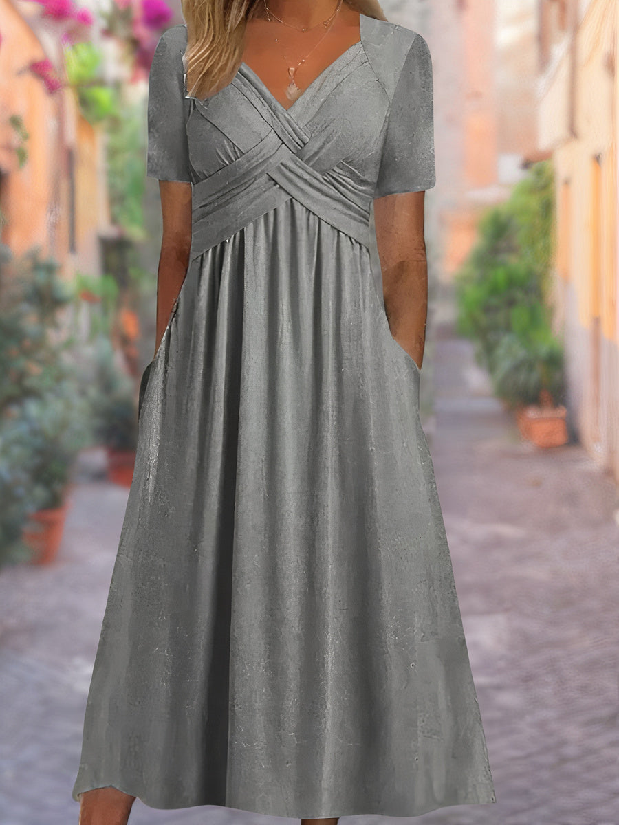 Elegant sommerkjole med V-hals