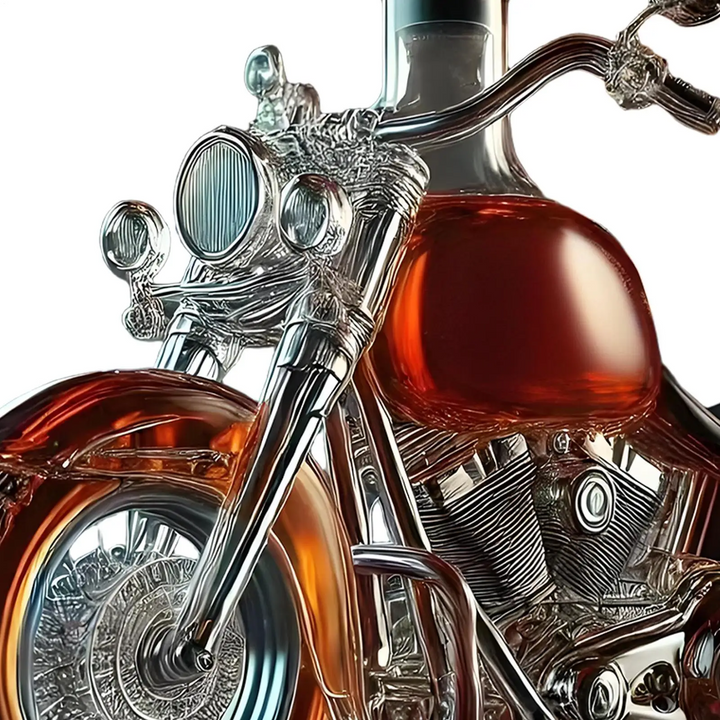 Whiskykaraffel i Form av en Harley-Motorsykkel for Hjemmebar