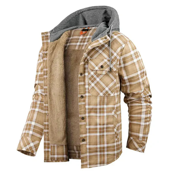 Rut pattern shirt jacket with hood for men