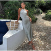 Sleeveless Satin Maxi Dress with Elegant Twist