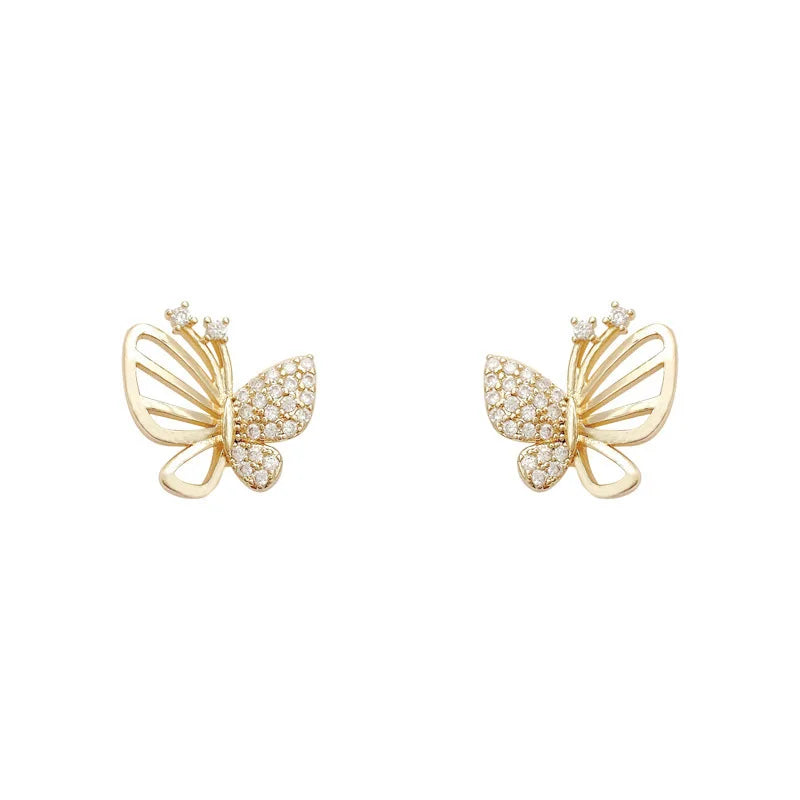 Elegante Zirkonia Sommerfugl Stud-øredobber
