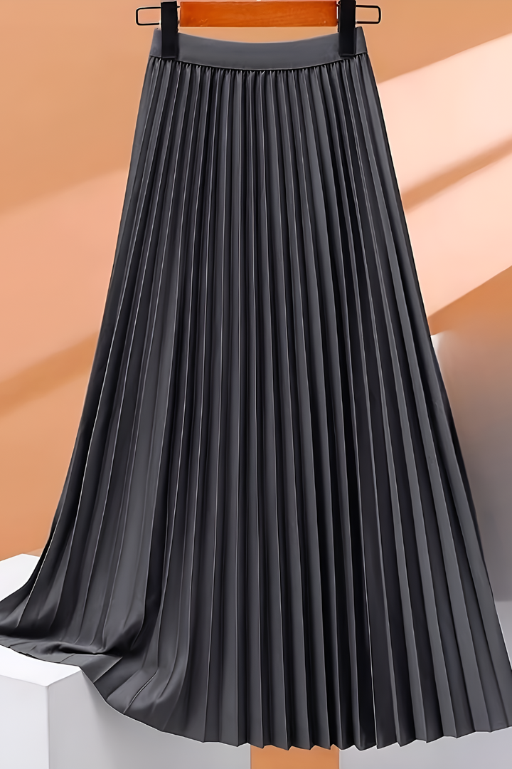 Satin skirt with pleating and high waist