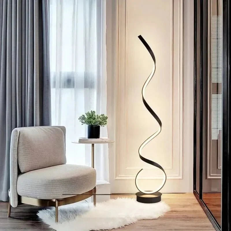 LED-gulvlampe i spiralform, dimbar, 130 cm
