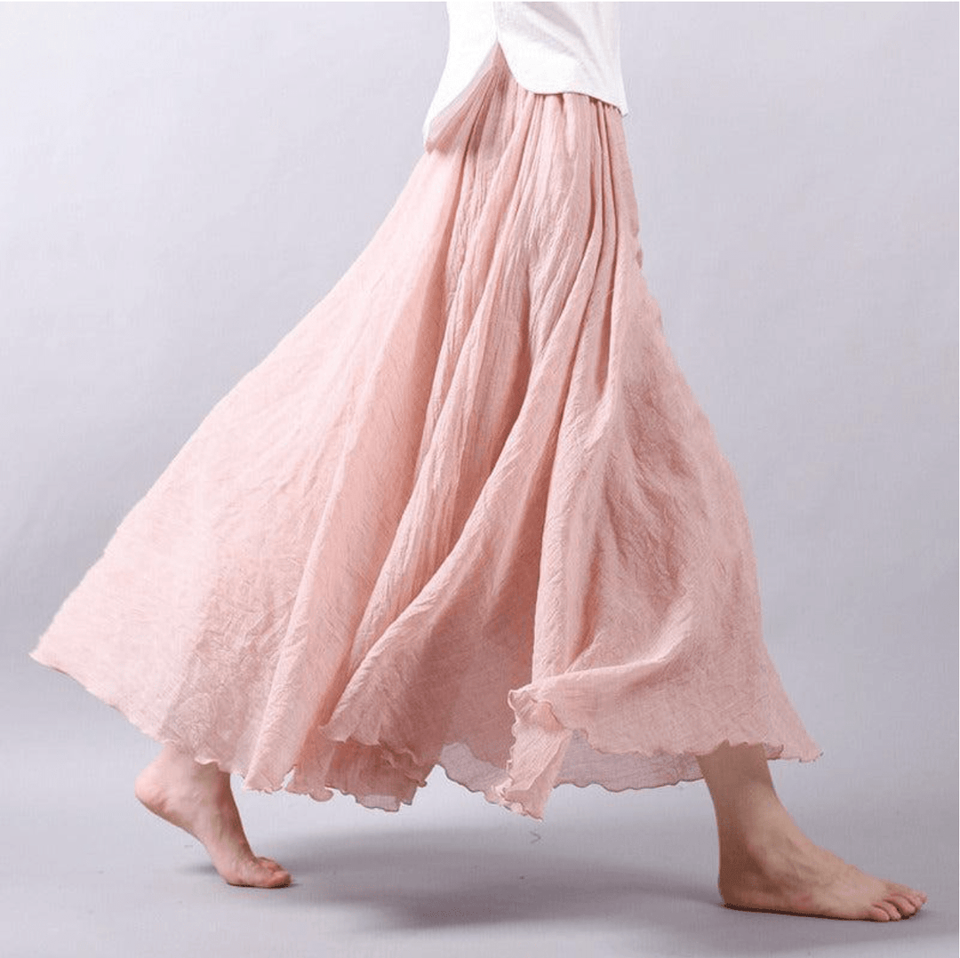 Bohemian linen maxi skirt