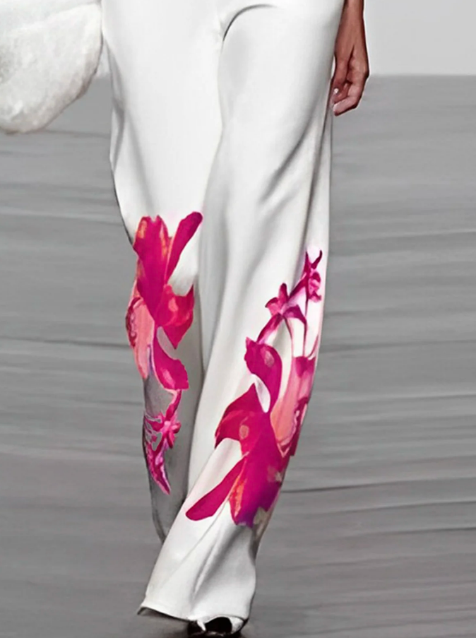Floral two-piece set with asymmetric top