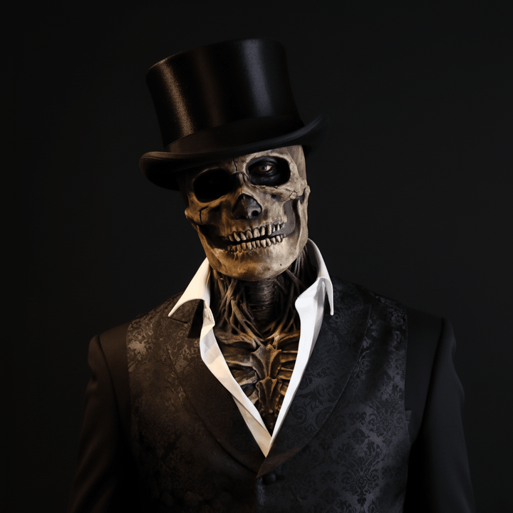 GRAVEFACE – Realistisk skjelettmaske med hette for det ultimate Halloween-kostymet