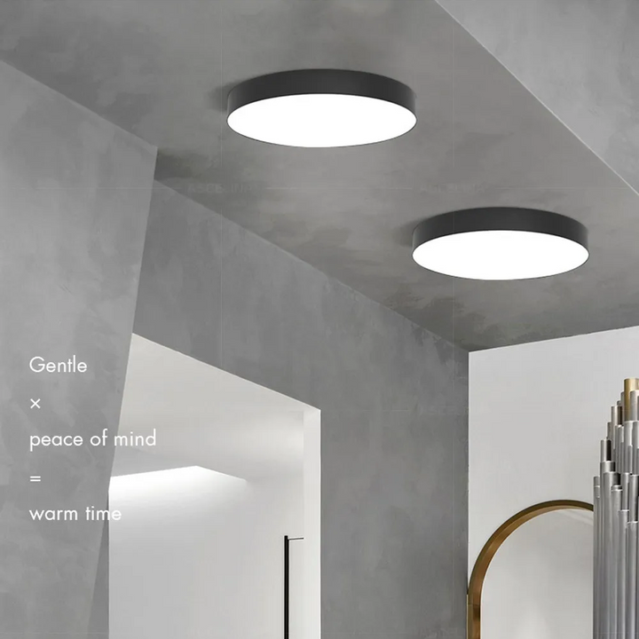 Rund LED-taklampe med metallramme