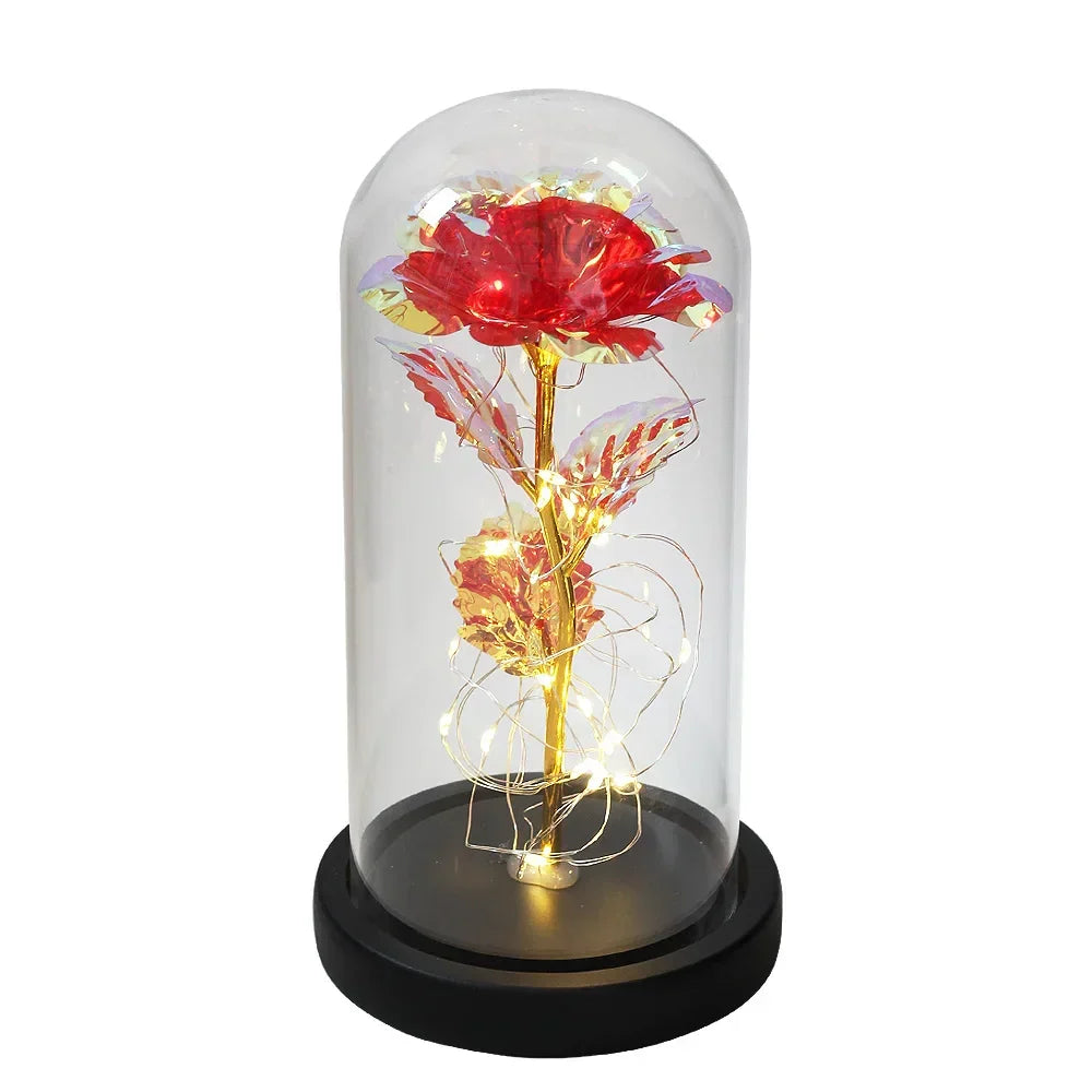 CrystalAura LED Rosekuppel | Elegant Opplyst Rose til Bryllups- og Festdekorasjon