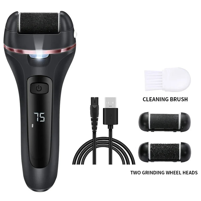 Elektrisk hornhudfjerner Pediluxe Pro | Med 3 slipehoder, LED & LCD | Oppladbar & vanntett IPX7 | For myke og pleide føtter