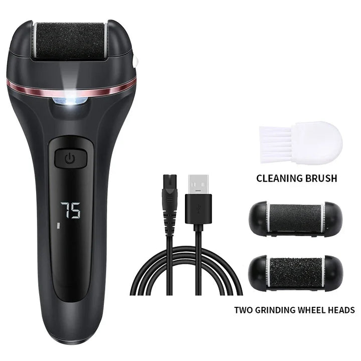 Elektrisk hornhudfjerner Pediluxe Pro | Med 3 slipehoder, LED & LCD | Oppladbar & vanntett IPX7 | For myke og pleide føtter