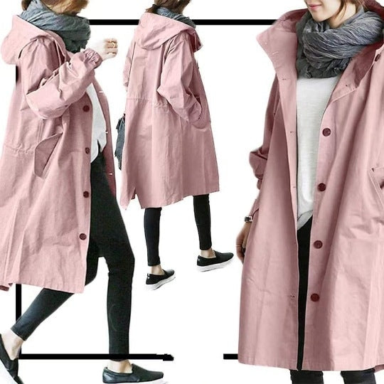 Vanntett Trenchcoat for Dame med Hette