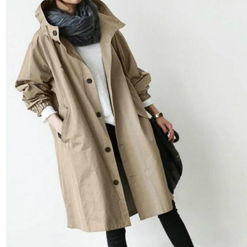 Vanntett Trenchcoat for Dame med Hette