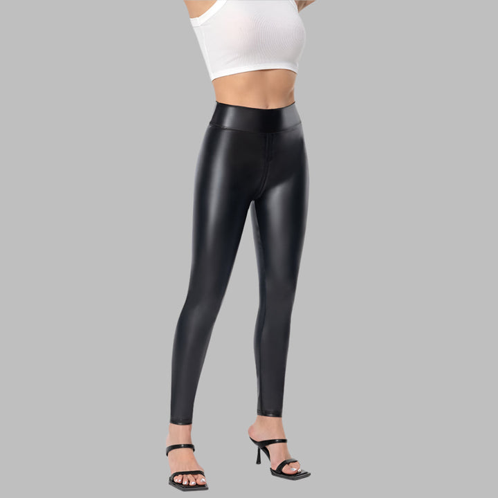 Elegante glänzende Leggings mit Reißverschluss