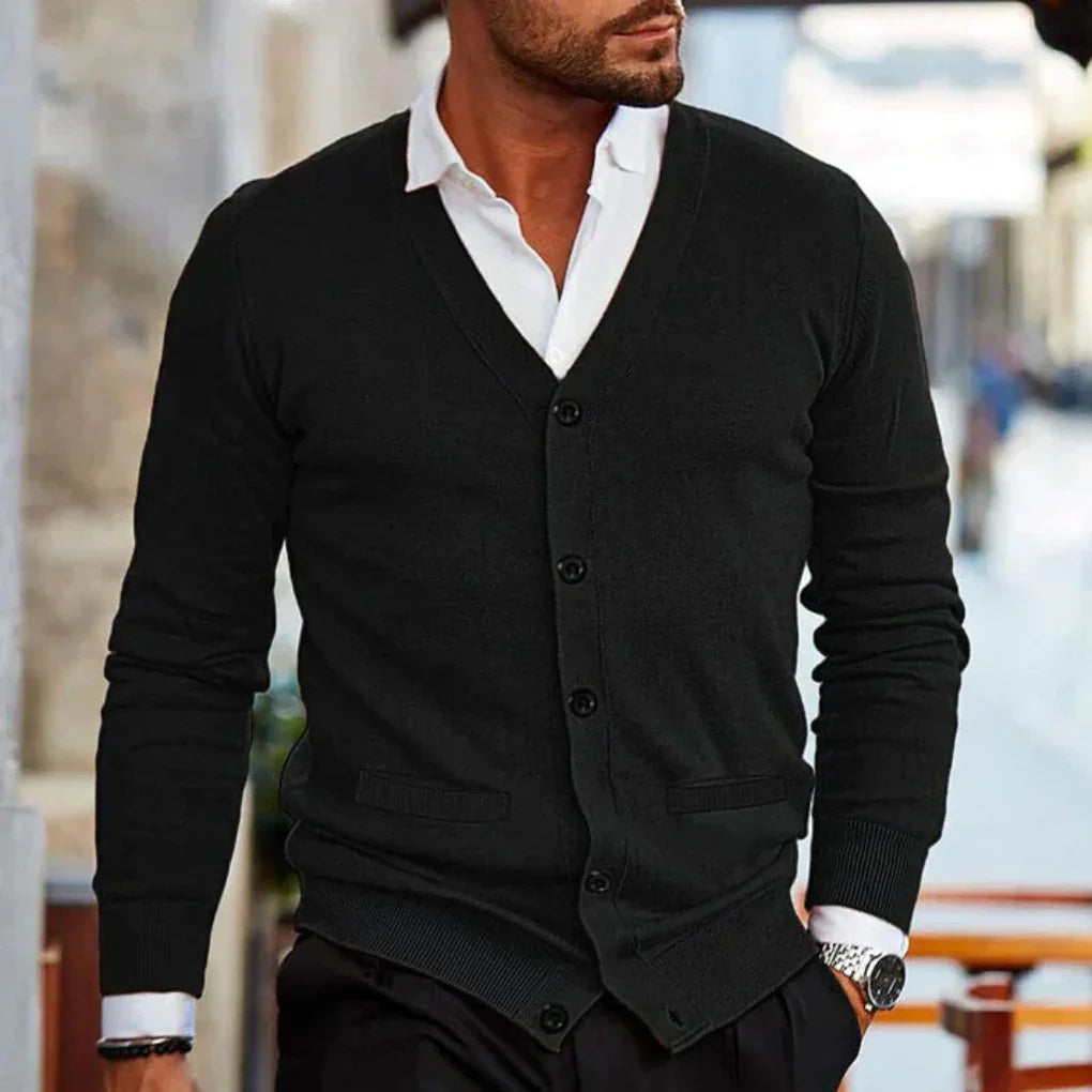 Bomull Herre Cardigan i Casual Stil