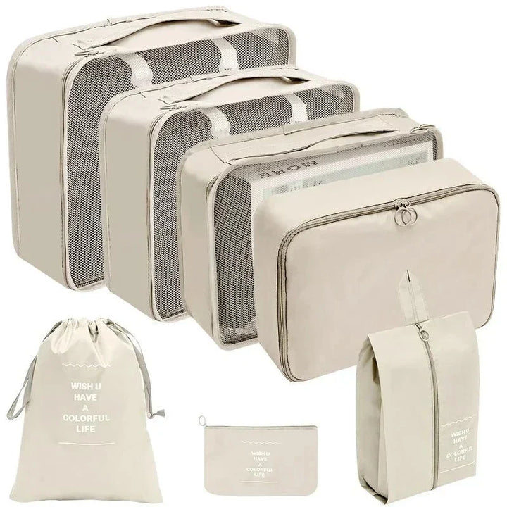 PackWunder Reiseorganizer-sett 7/8/9/10 deler | Sammenleggbar Organizer for Koffert | For Klær, Sko og Tilbehør