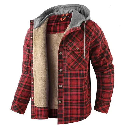 Checkered hooded jacket for men