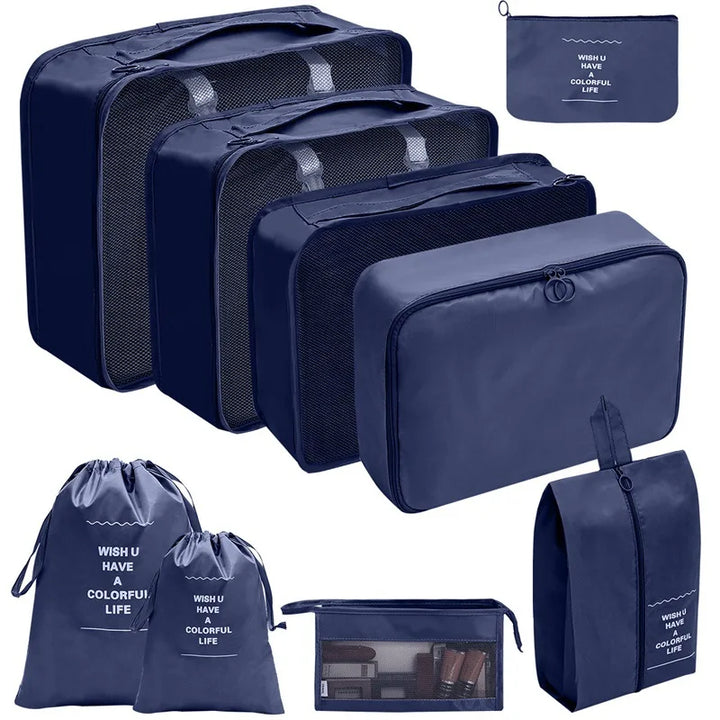 PackWunder Reiseorganizer-sett 7/8/9/10 deler | Sammenleggbar Organizer for Koffert | For Klær, Sko og Tilbehør