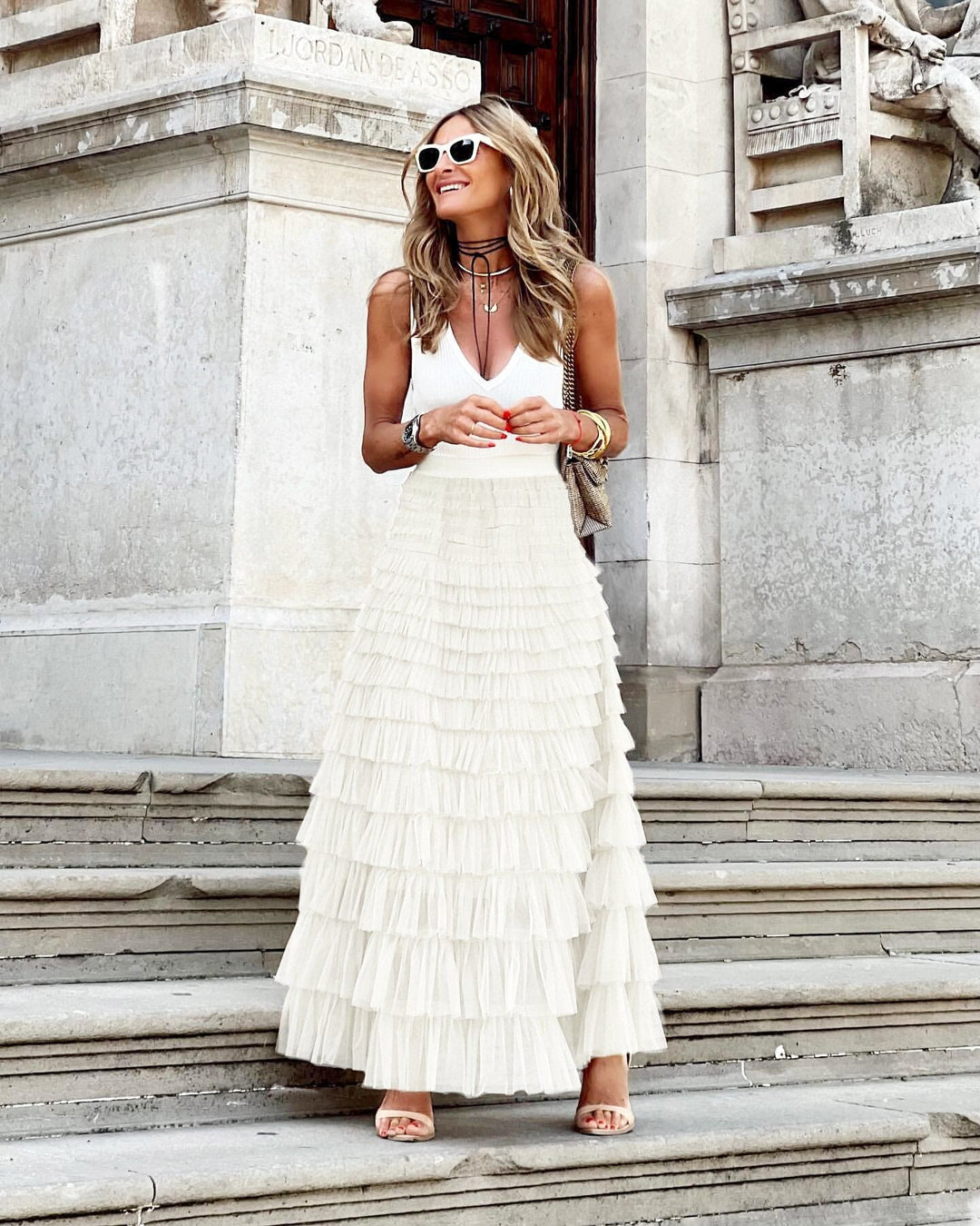 Elegant Tulle Maxi Skirt with Elastic Waist