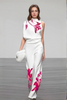 Floral two-piece set with asymmetric top
