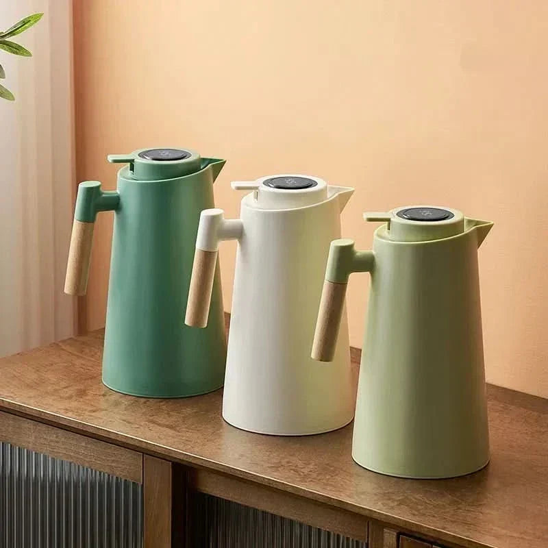Termoskanne 1 liter med temperaturdisplay i korken og lekkasjefri tut
