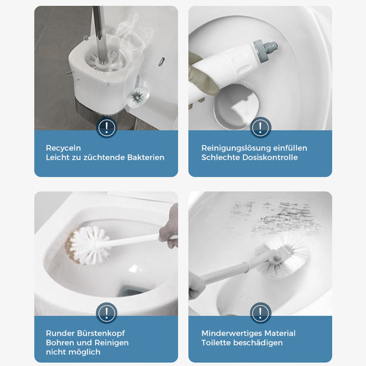 Toalettbørste til engangsbruk | Antibakteriell | Hygieniske svamphoder | CleanClick