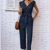 V-Hals Kortermet Jumpsuit for Kvinner