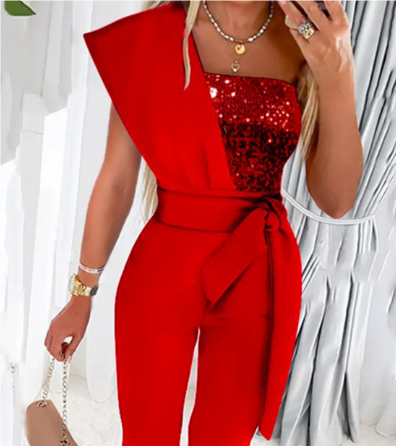 Elegant Dame Jumpsuit med Flatterende Silhuett og Luksuriøse Detaljer