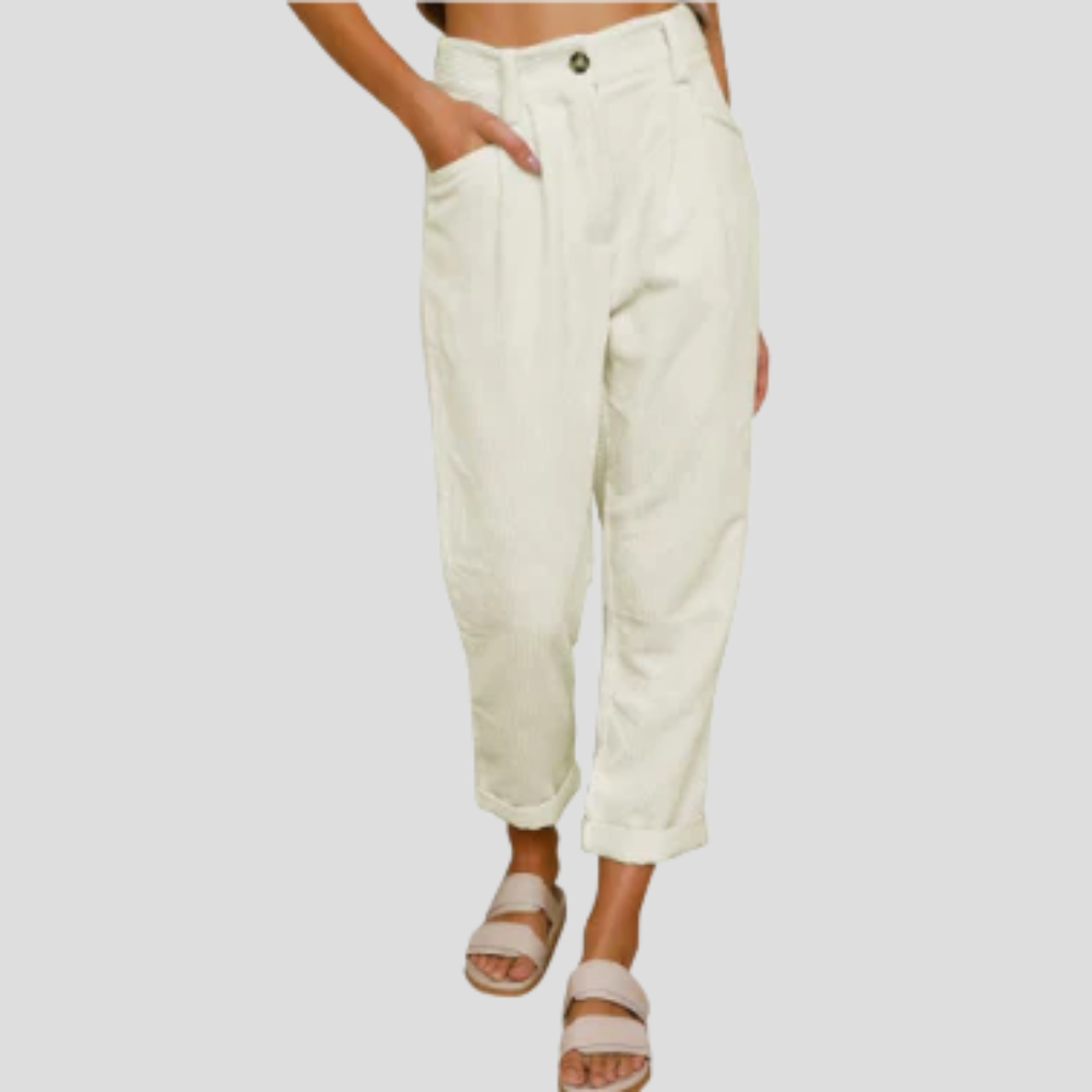 Stilige kordfløyelsbukser – uformell stil med tekstur