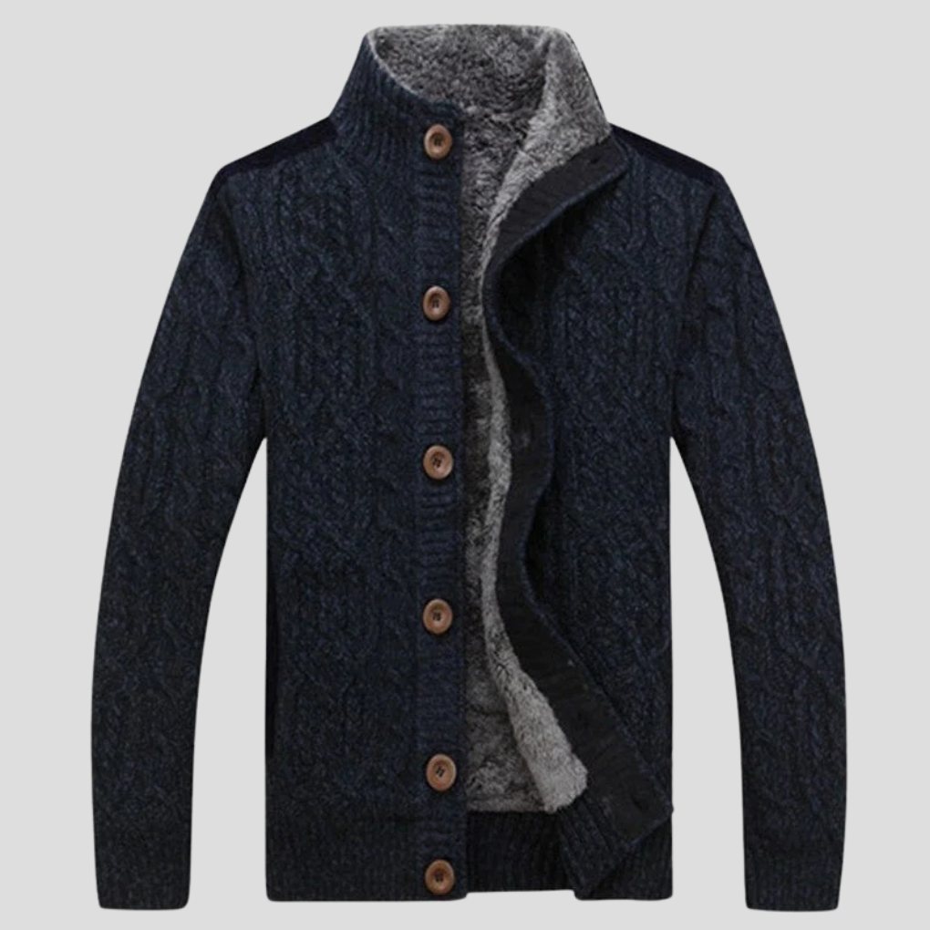 Plysjfôret cardigan for men