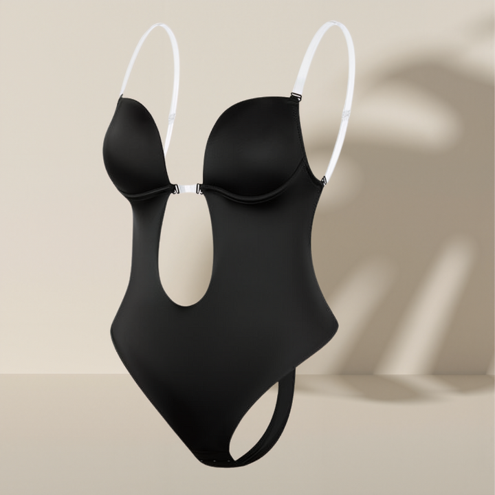 Dyp V-hals og ryggløs body shaper
