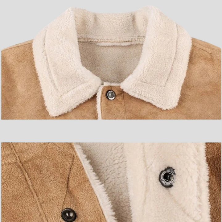 Biker-jakke i semsket skinn for menn