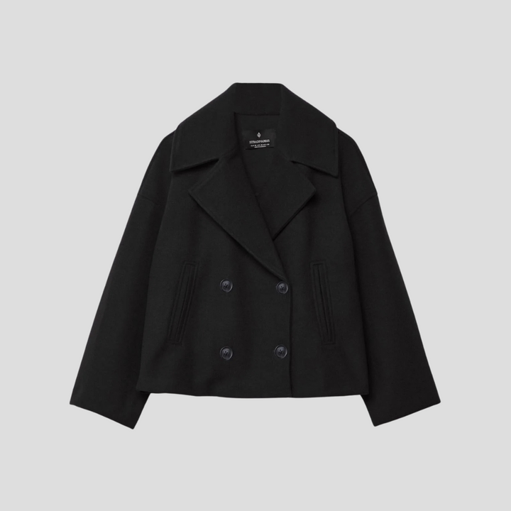 Elegant dobbeltspent kort kåpe – elegant og tidløs