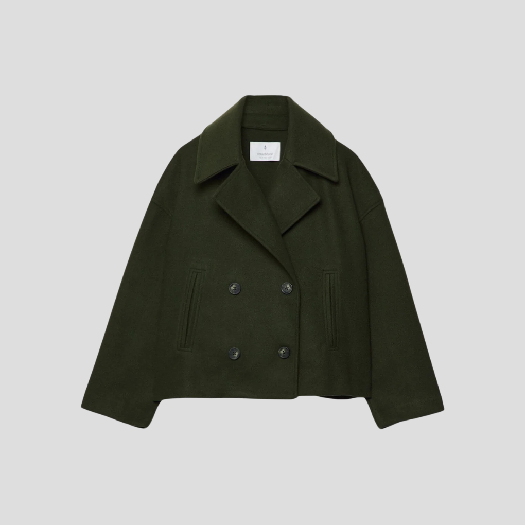 Elegant dobbeltspent kort kåpe – elegant og tidløs