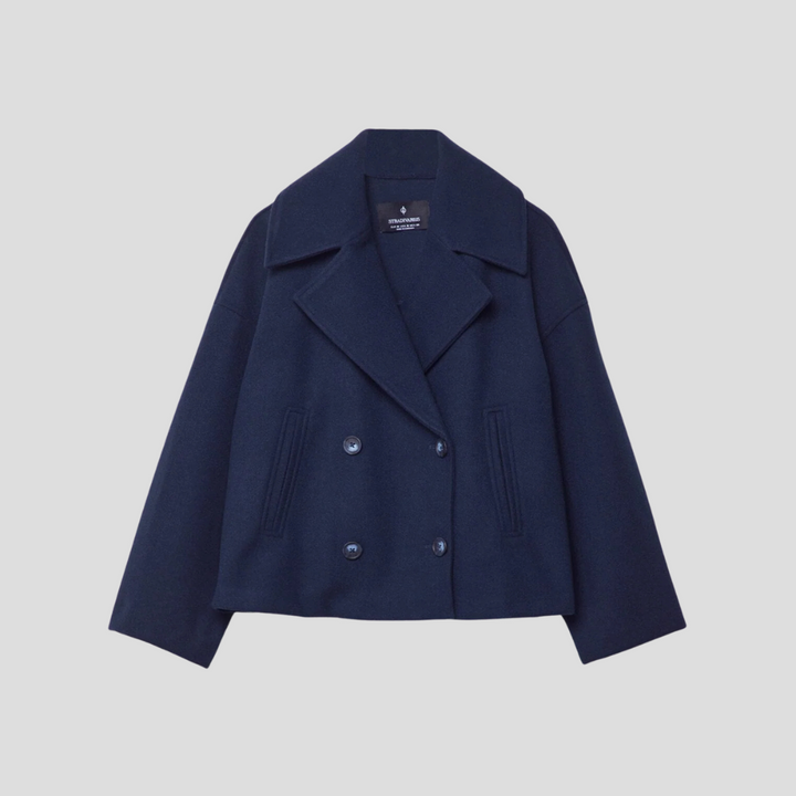 Elegant dobbeltspent kort kåpe – elegant og tidløs