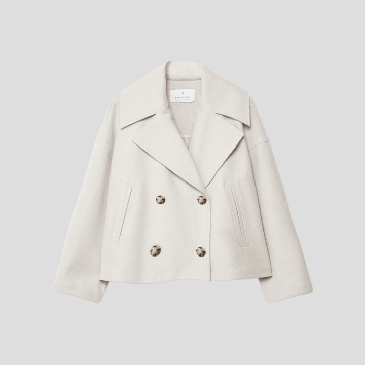 Elegant dobbeltspent kort kåpe – elegant og tidløs
