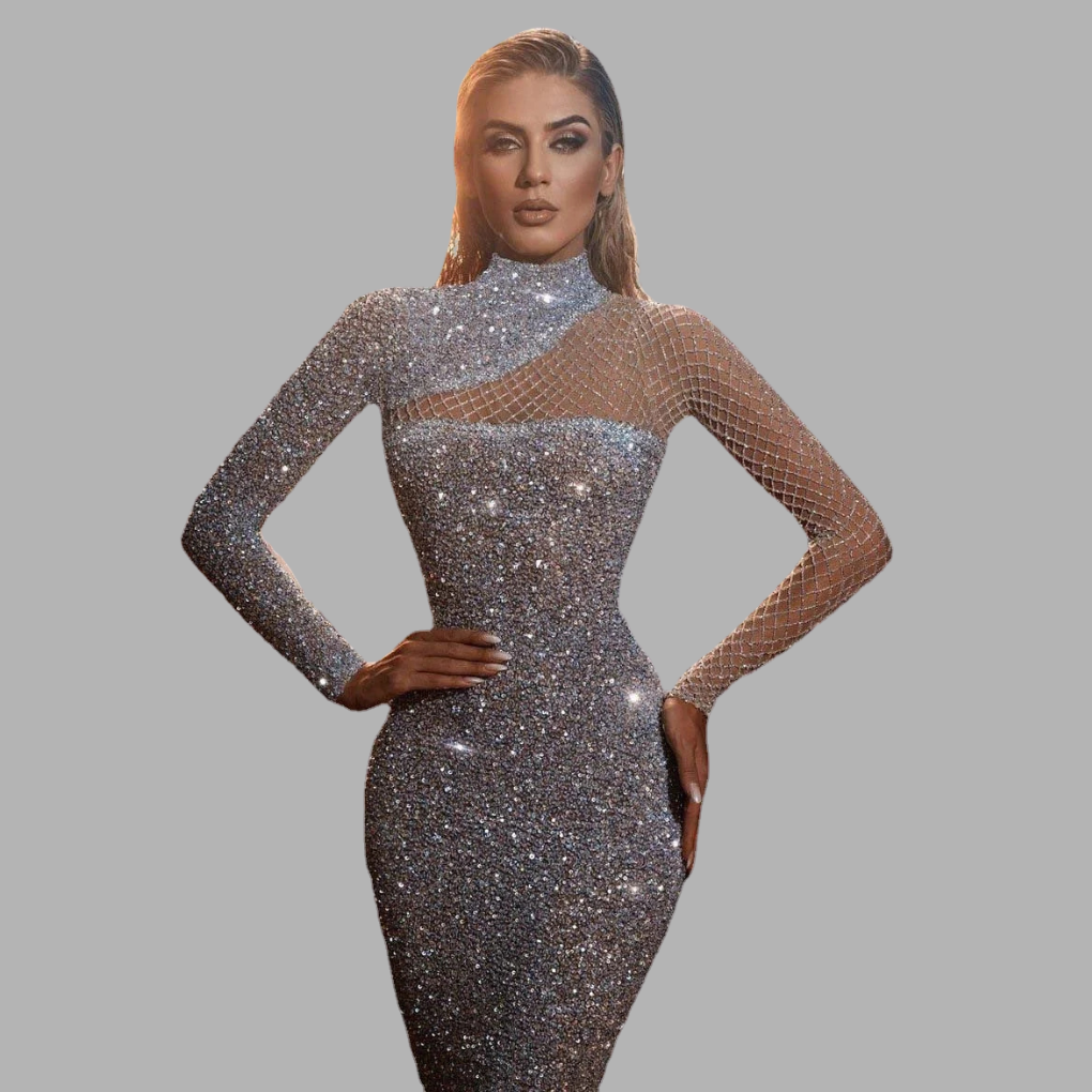 Elegant off-shoulder paljettkjole – Glamorøs look for spesielle anledninger